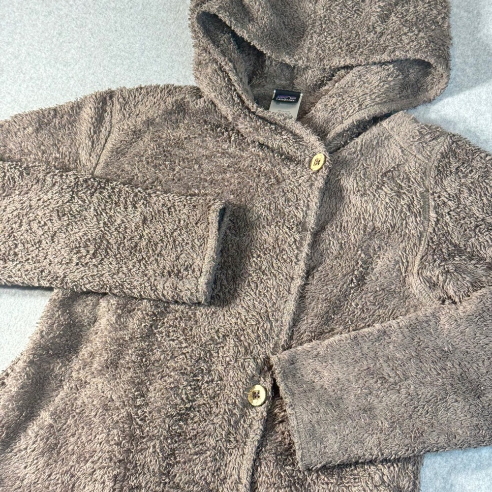 Patagonia Vintage Los Gatos High Pile Fleece Hoodie Brown Wrap Jacket Womens S